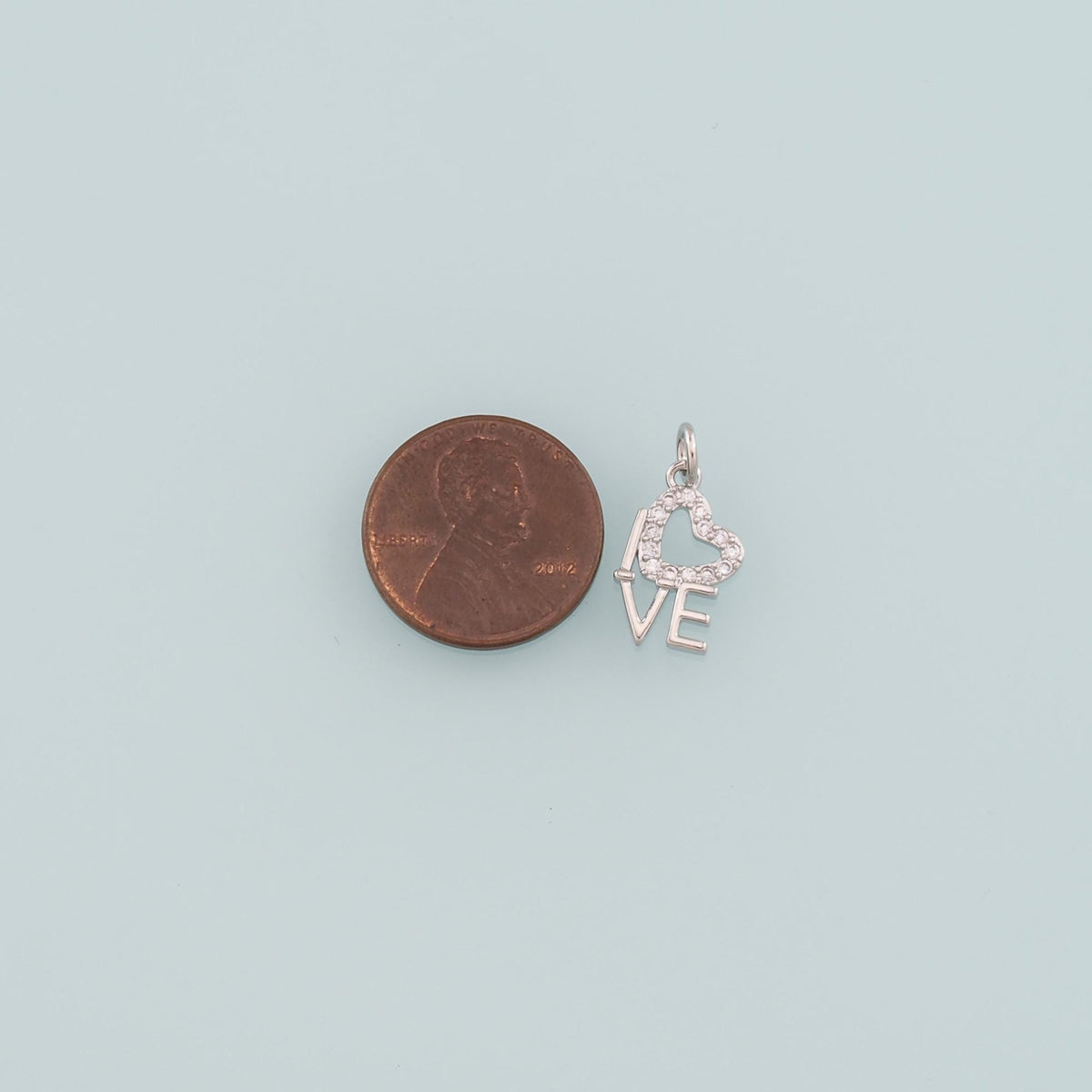 18K Gold Filled Love CZ Charm Pendant for Jewelry Making