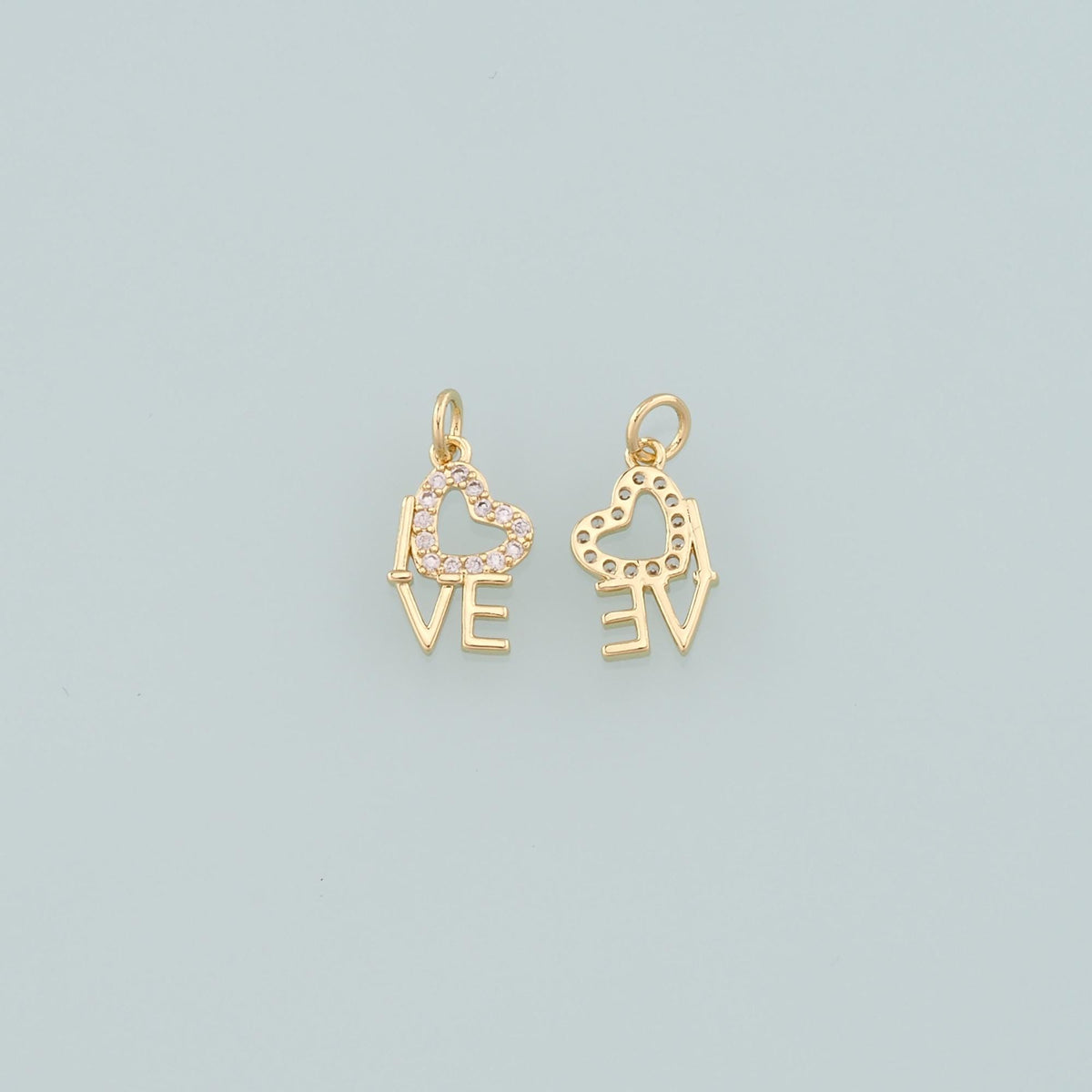 18K Gold Filled Love CZ Charm Pendant for Jewelry Making