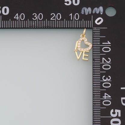 18K Gold Filled Love CZ Charm Pendant for Jewelry Making