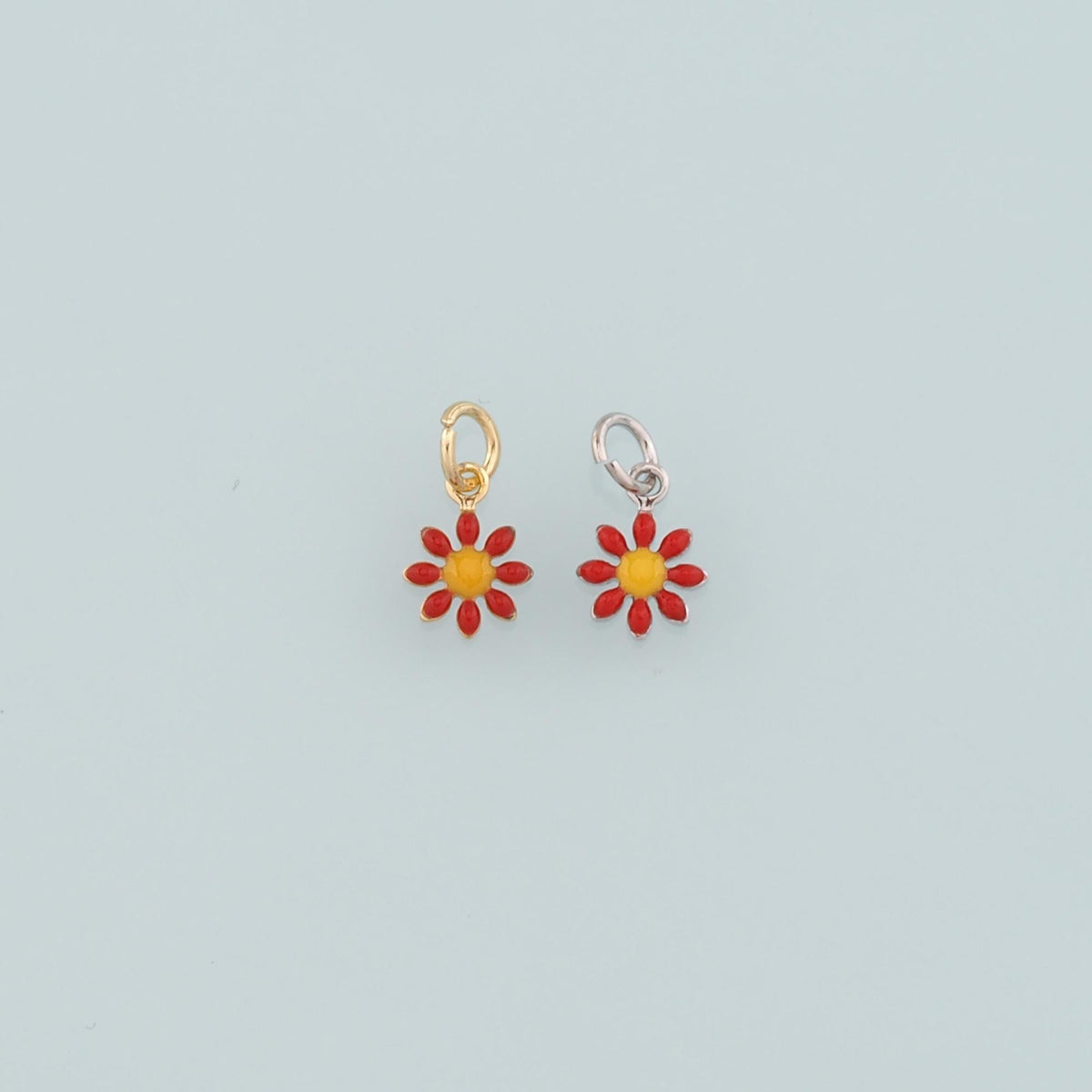 Gold Flower Charms,18K Gold Filled Flower Pendant,Enamel Flower Charm Bracelet Necklace for DIY Jewelry Making Supply