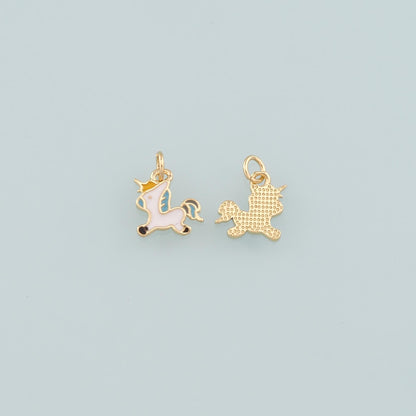 18K Gold Filled Hand Enamel Charm Pendant for Jewelry Making