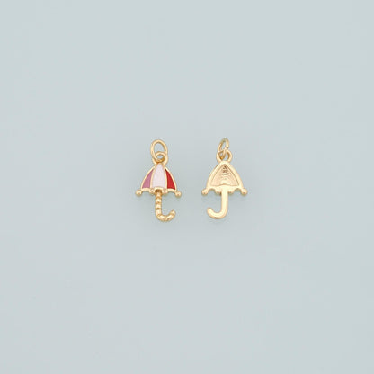 Gold Umbrella Charms,18K Gold Filled Umbrella Pendant,Enamel Umbrella Charm Bracelet Necklace for DIY Jewelry Making Supply