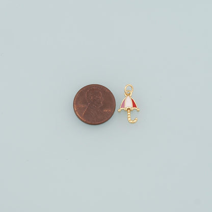 Gold Umbrella Charms,18K Gold Filled Umbrella Pendant,Enamel Umbrella Charm Bracelet Necklace for DIY Jewelry Making Supply