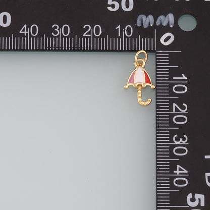 Gold Umbrella Charms,18K Gold Filled Umbrella Pendant,Enamel Umbrella Charm Bracelet Necklace for DIY Jewelry Making Supply