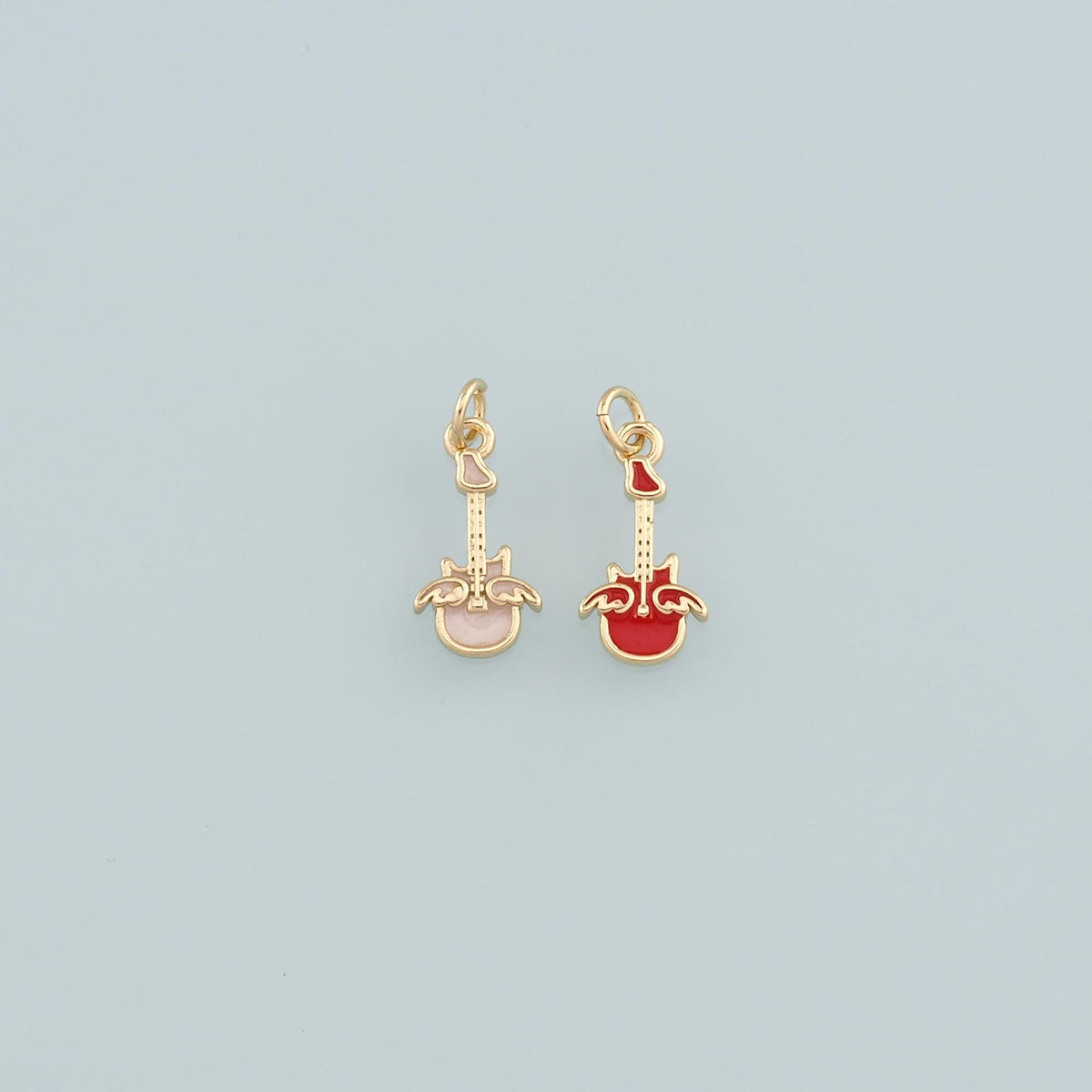 Gold Guitar Charms,18K Gold Filled Guitar Pendant,Enamel Guitar Charm Bracelet Necklace for DIY Jewelry Making Supply