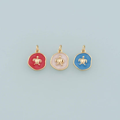 Gold Turtle Charms,18K Gold Filled Turtle Pendant,Enamel Turtle Charm Bracelet Necklace for DIY Jewelry Making Supply