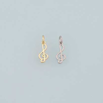 Gold Music Charms,18K Gold Filled Music Pendant,Note Charm Bracelet Necklace for DIY Jewelry Making Supply