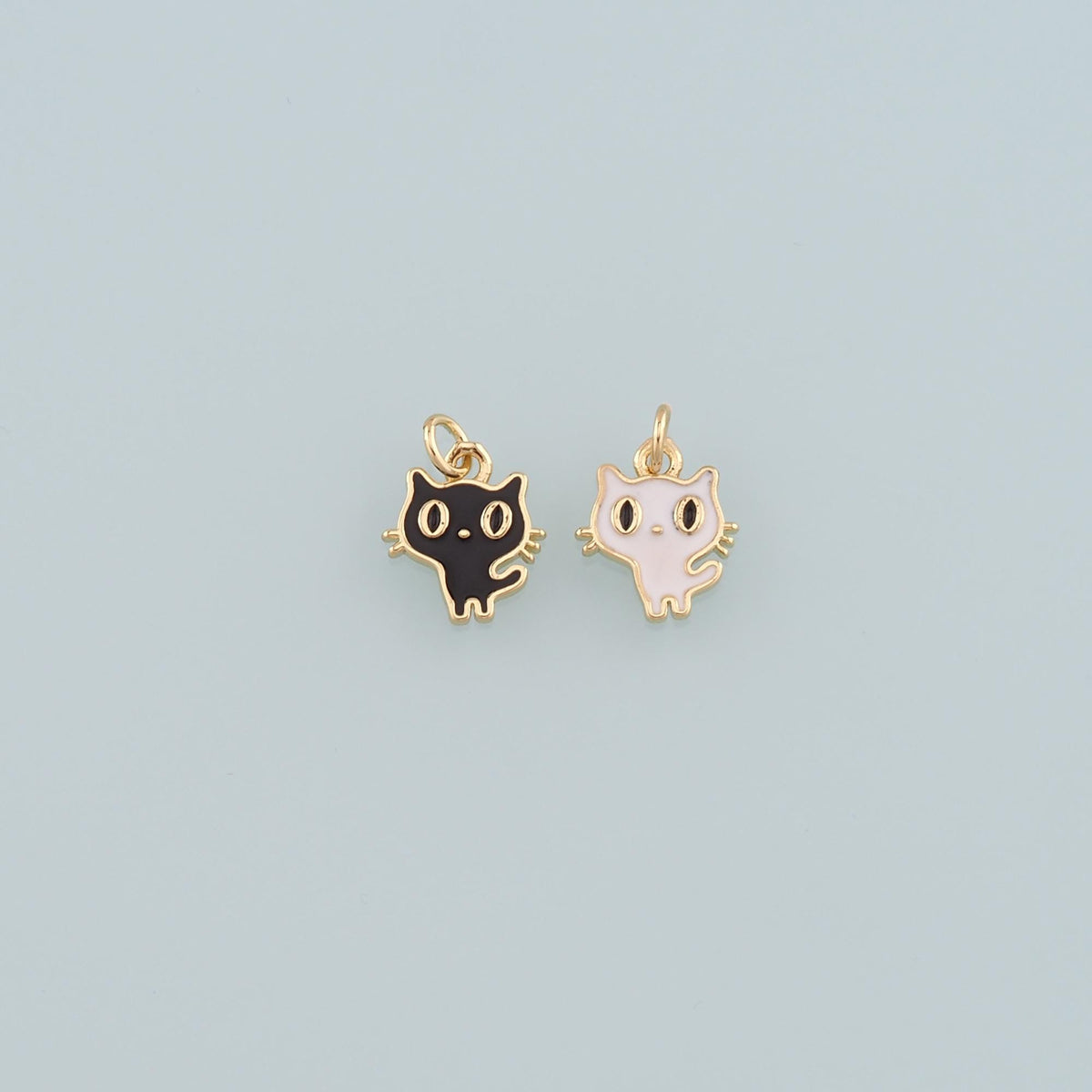 18K Gold Filled Enamel Cat Charm Pendant for Jewelry Making
