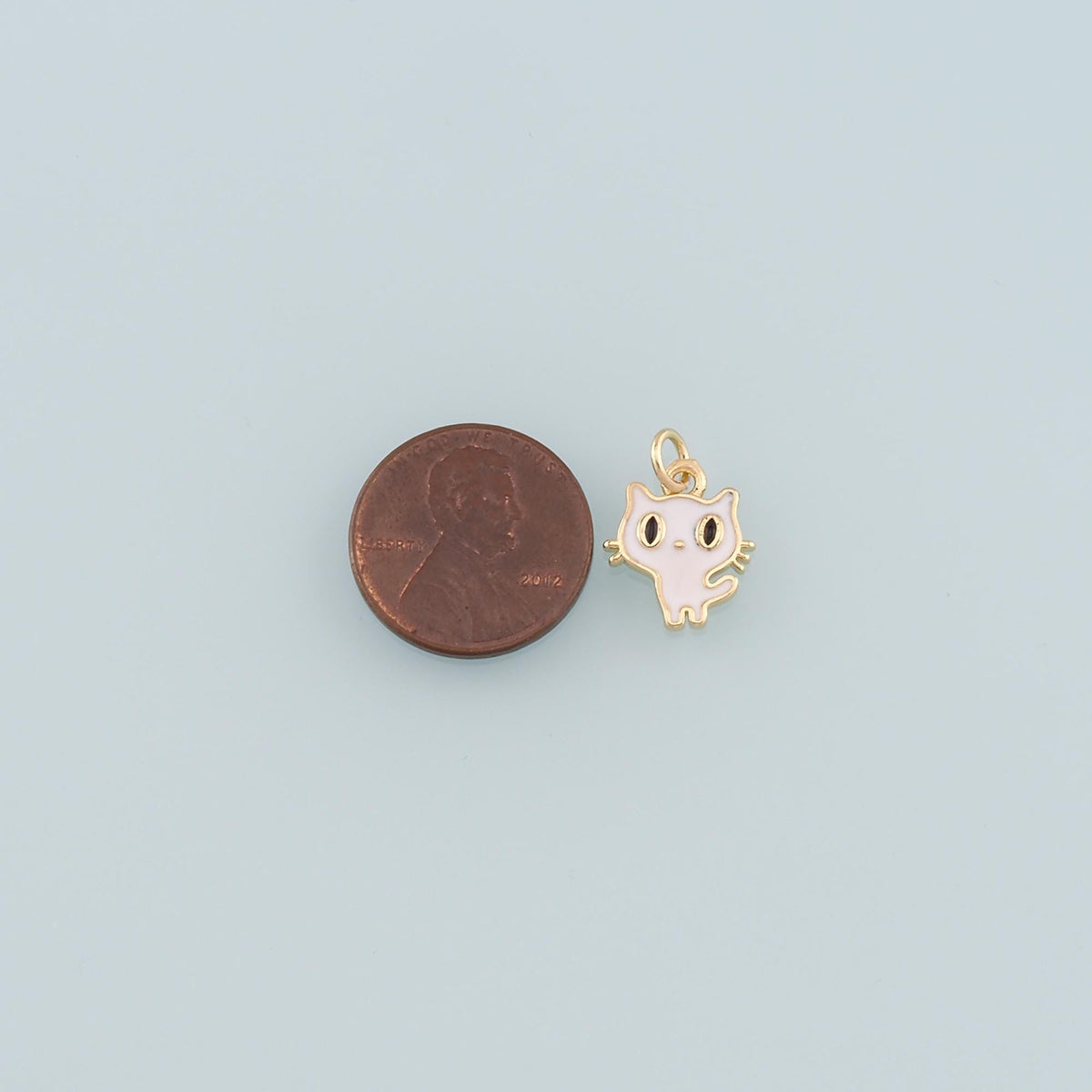 18K Gold Filled Enamel Cat Charm Pendant for Jewelry Making