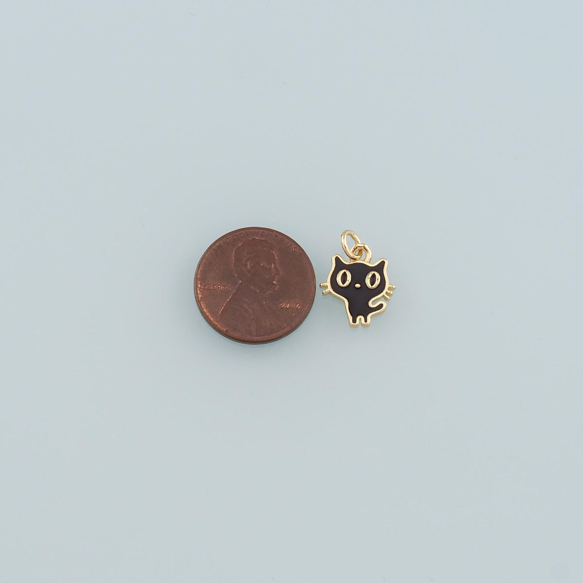 18K Gold Filled Enamel Cat Charm Pendant for Jewelry Making