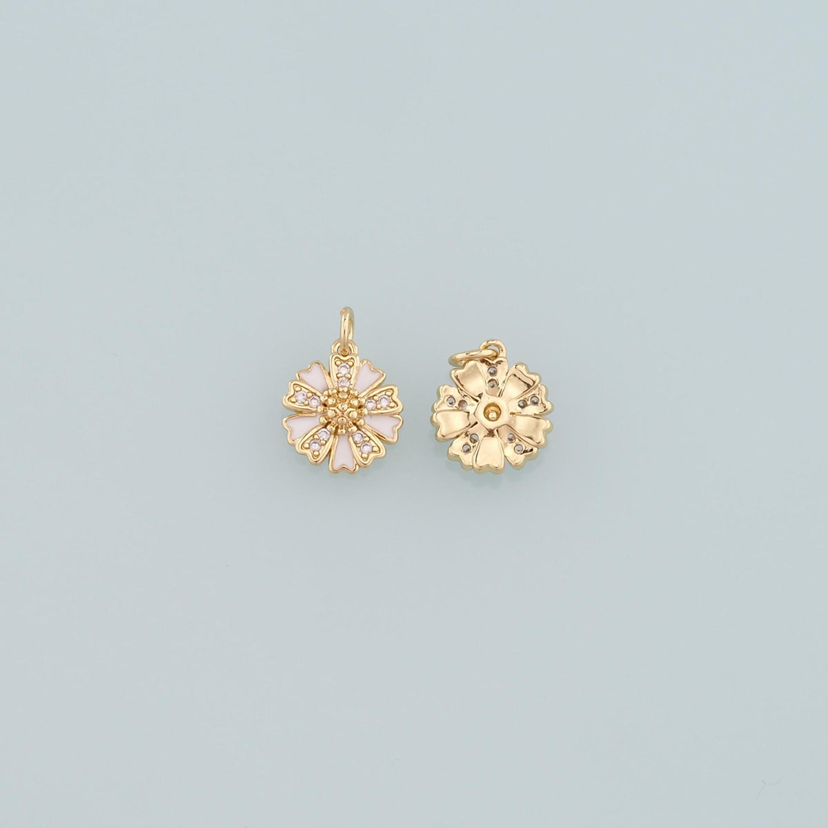 Gold Flower Charms,18K Gold Filled Flower Pendant,Enamel Flower Charm Bracelet Necklace for DIY Jewelry Making Supply