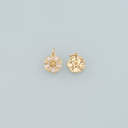 Gold Flower Charms,18K Gold Filled Flower Pendant,Enamel Flower Charm Bracelet Necklace for DIY Jewelry Making Supply