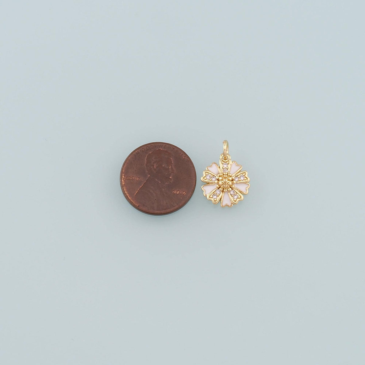 Gold Flower Charms,18K Gold Filled Flower Pendant,Enamel Flower Charm Bracelet Necklace for DIY Jewelry Making Supply