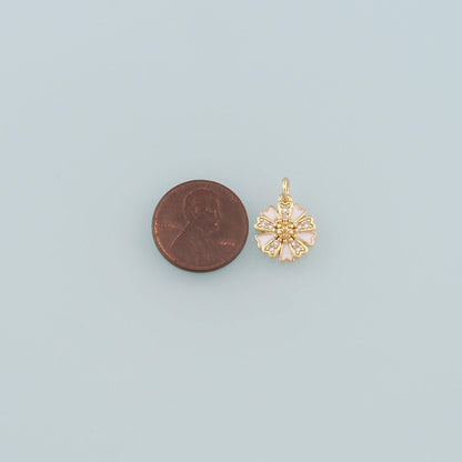 Gold Flower Charms,18K Gold Filled Flower Pendant,Enamel Flower Charm Bracelet Necklace for DIY Jewelry Making Supply