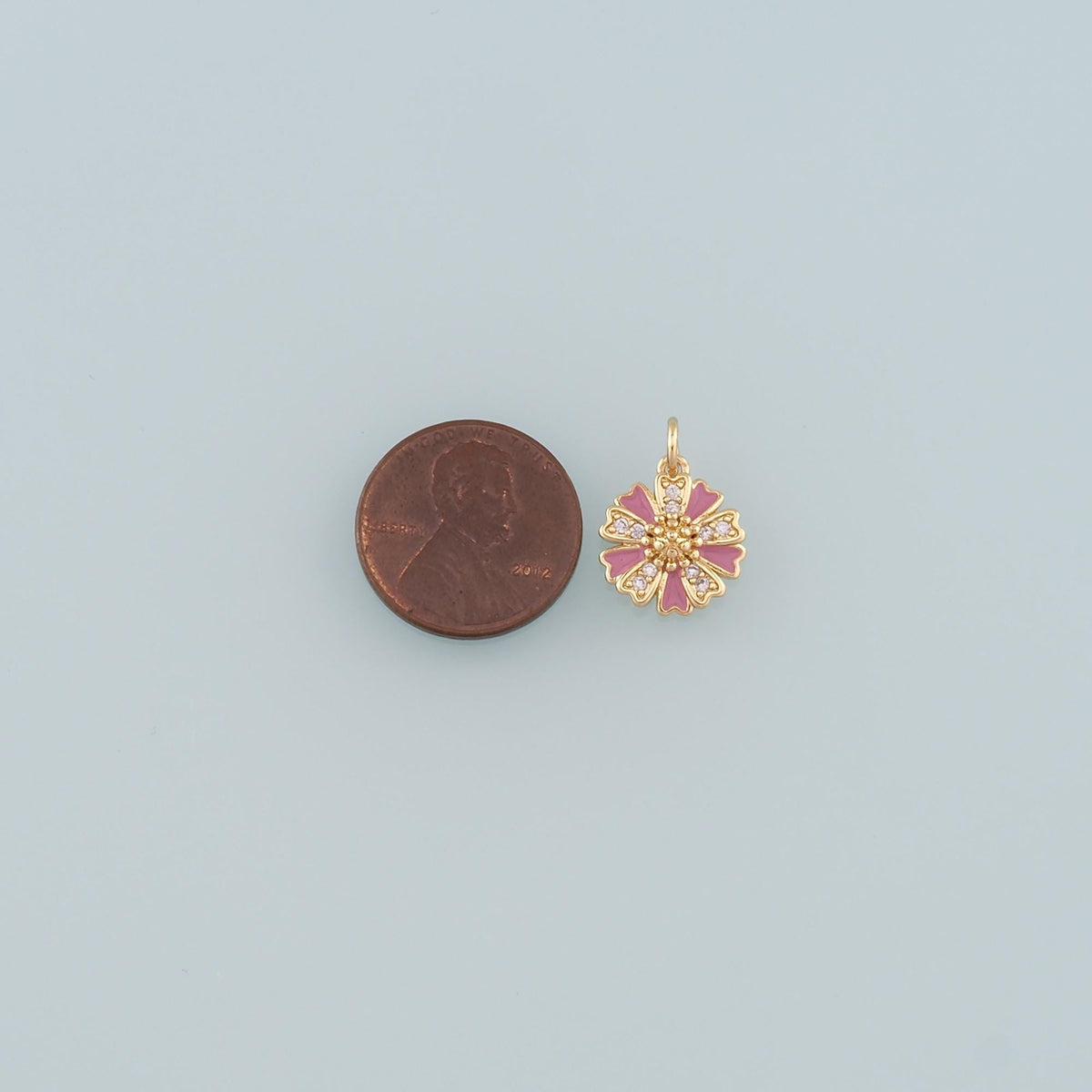 Gold Flower Charms,18K Gold Filled Flower Pendant,Enamel Flower Charm Bracelet Necklace for DIY Jewelry Making Supply