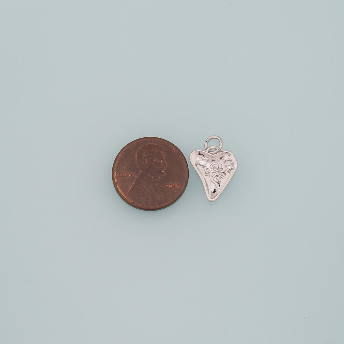 18K Gold Filled Heart CZ Charm Pendant for Jewelry Making
