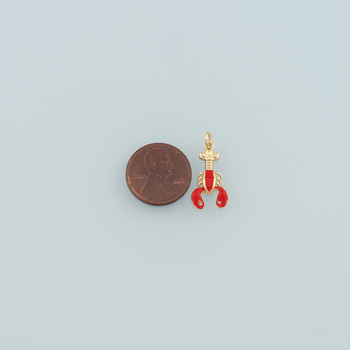 Cute Lobster Charms,18K Gold Filled Enamel Lobster Pendant,Kawaii Ocean Charm Bracelet Necklace for DIY Jewelry Making Supply
