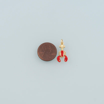Cute Lobster Charms,18K Gold Filled Enamel Lobster Pendant,Kawaii Ocean Charm Bracelet Necklace for DIY Jewelry Making Supply