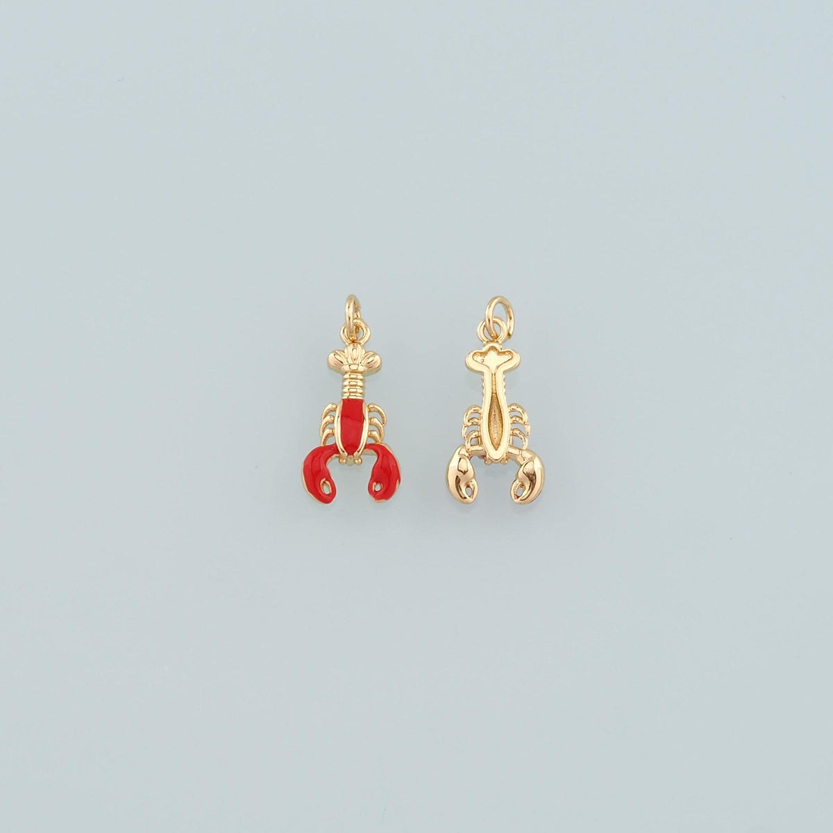 Cute Lobster Charms,18K Gold Filled Enamel Lobster Pendant,Kawaii Ocean Charm Bracelet Necklace for DIY Jewelry Making Supply