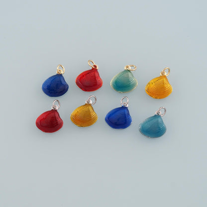 Gold Shell Charms,18K Gold Filled Scallop Pendant,Enamel Conch Shell Charm Bracelet Necklace for DIY Jewelry Making Supply