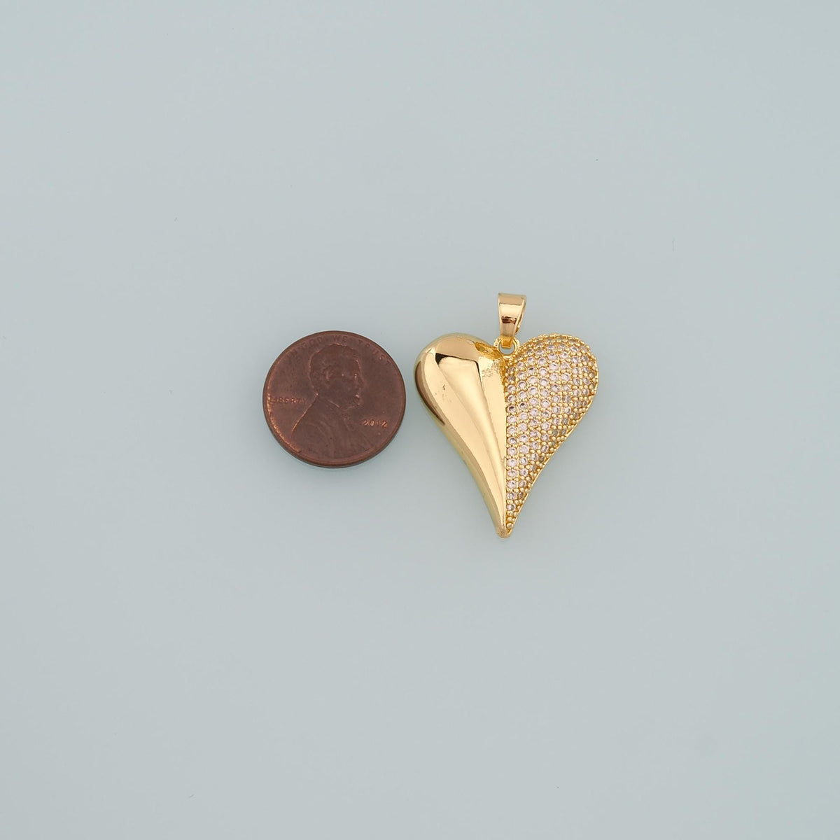 Gold Heart Charms,18K Gold Filled Heart Pendant,CZ Micro Pave Heart Charm Bracelet Necklace for DIY Jewelry Making Supply