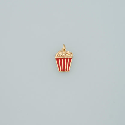 18K Gold Filled Popcorn Pendant,Enamel Popcorn Charm Bracelet Necklace for DIY Jewelry Making Supply