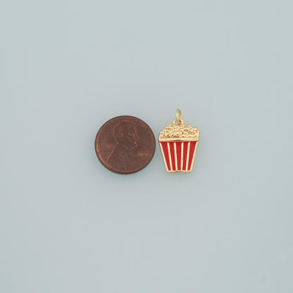 18K Gold Filled Popcorn Pendant,Enamel Popcorn Charm Bracelet Necklace for DIY Jewelry Making Supply