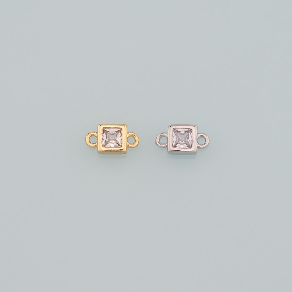 18K Gold Filled Cubic Zirconia Square Connector for Jewelry Making
