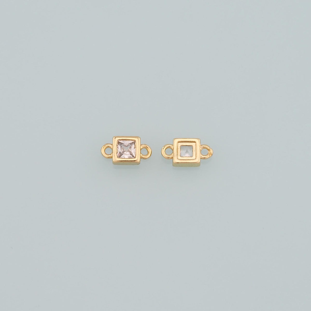 18K Gold Filled Cubic Zirconia Square Connector for Jewelry Making