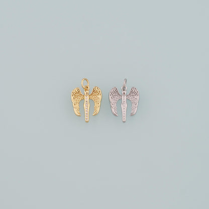 Gold Wing Charms,18K Gold Filled Wings Pendant,CZ Micro Pave Angel Wings Charm Bracelet Necklace for DIY Jewelry Making Suppl