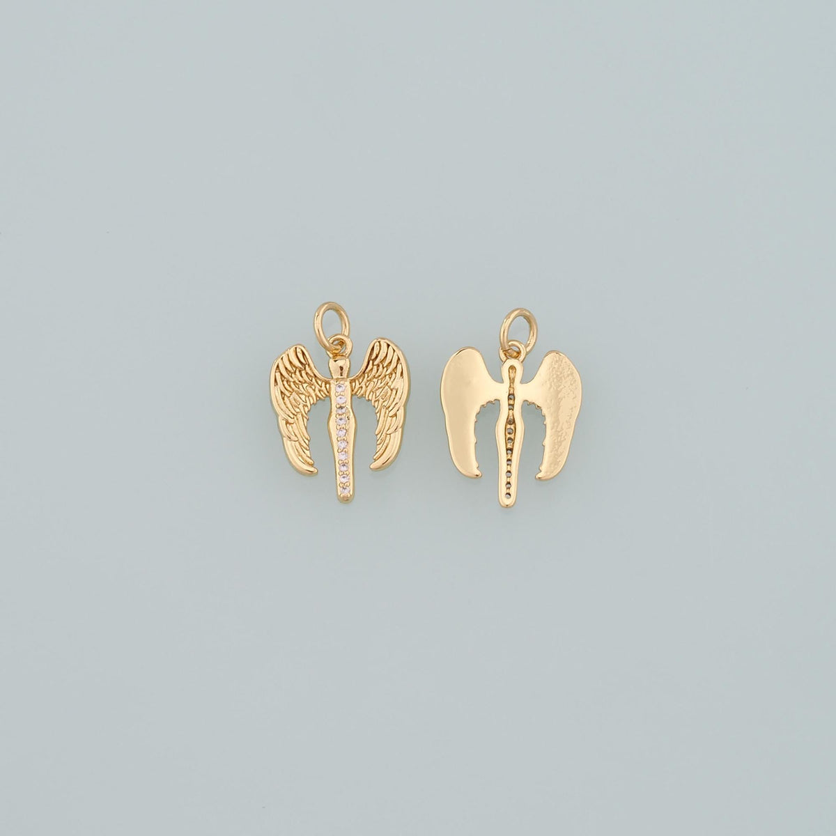 Gold Wing Charms,18K Gold Filled Wings Pendant,CZ Micro Pave Angel Wings Charm Bracelet Necklace for DIY Jewelry Making Suppl