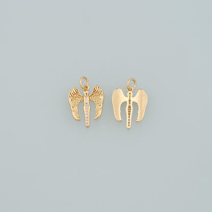 Gold Wing Charms,18K Gold Filled Wings Pendant,CZ Micro Pave Angel Wings Charm Bracelet Necklace for DIY Jewelry Making Suppl