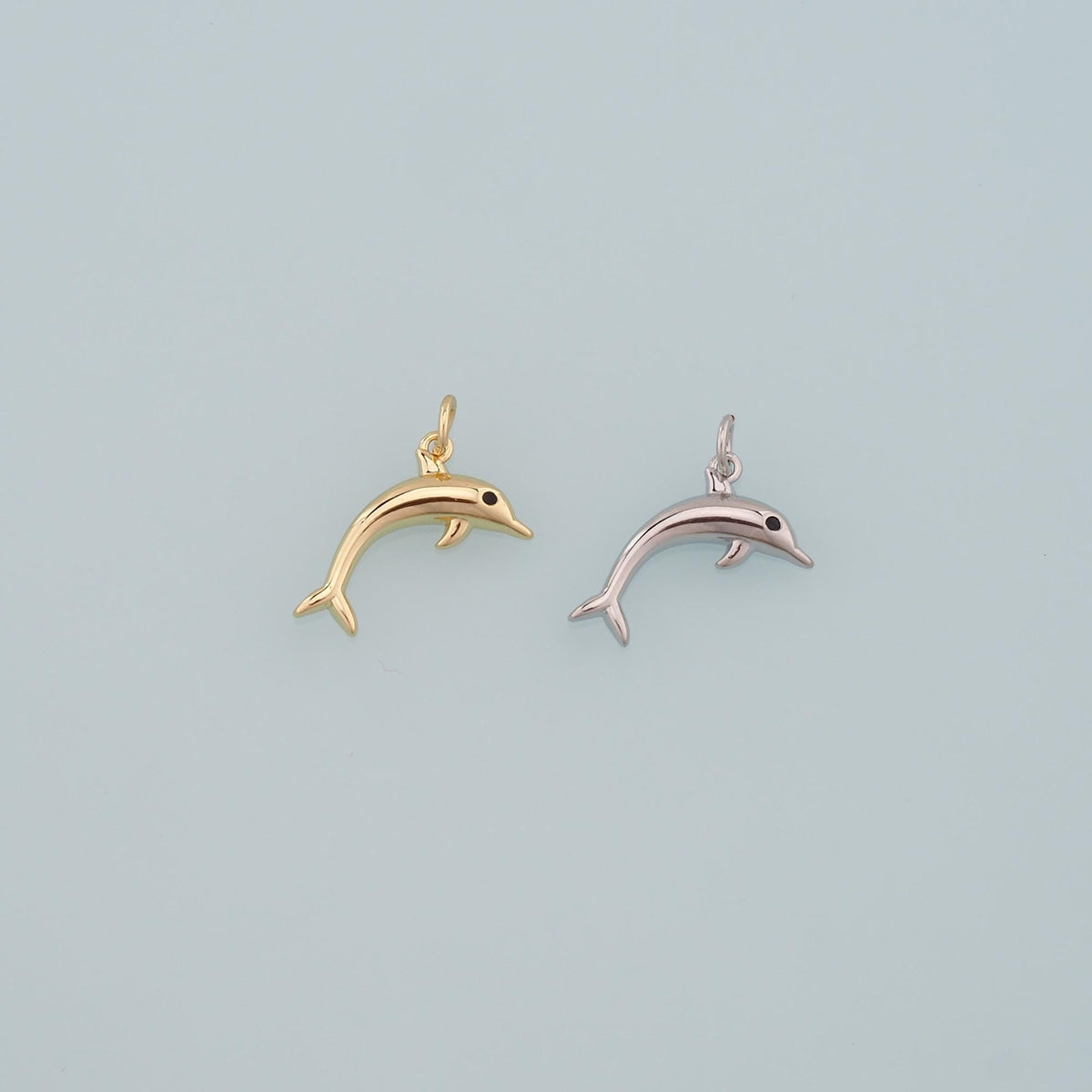Cute Dolphin Charms,18K Gold Filled Dolphin Pendant,Kawaii Ocean Charm Bracelet Necklace for DIY Jewelry Making Supply
