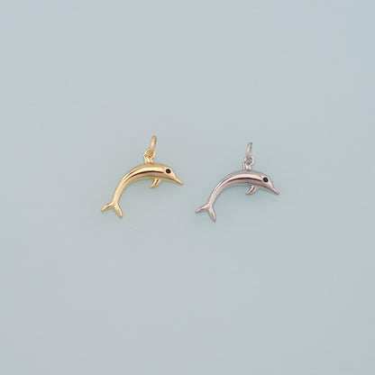 Cute Dolphin Charms,18K Gold Filled Dolphin Pendant,Kawaii Ocean Charm Bracelet Necklace for DIY Jewelry Making Supply