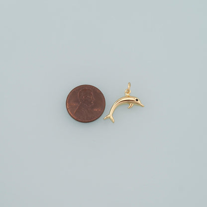 Cute Dolphin Charms,18K Gold Filled Dolphin Pendant,Kawaii Ocean Charm Bracelet Necklace for DIY Jewelry Making Supply