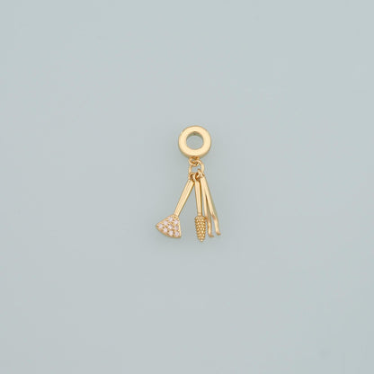 Gold Makeup Charms,18K Gold Filled Tweezers Pendant,Blush Brush Charm Bracelet Necklace for DIY Jewelry Making Supply