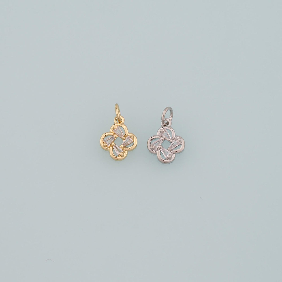 18K Gold Filled Flower CZ Charm Pendant for Jewelry Making