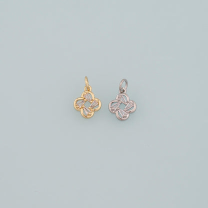 18K Gold Filled Flower CZ Charm Pendant for Jewelry Making