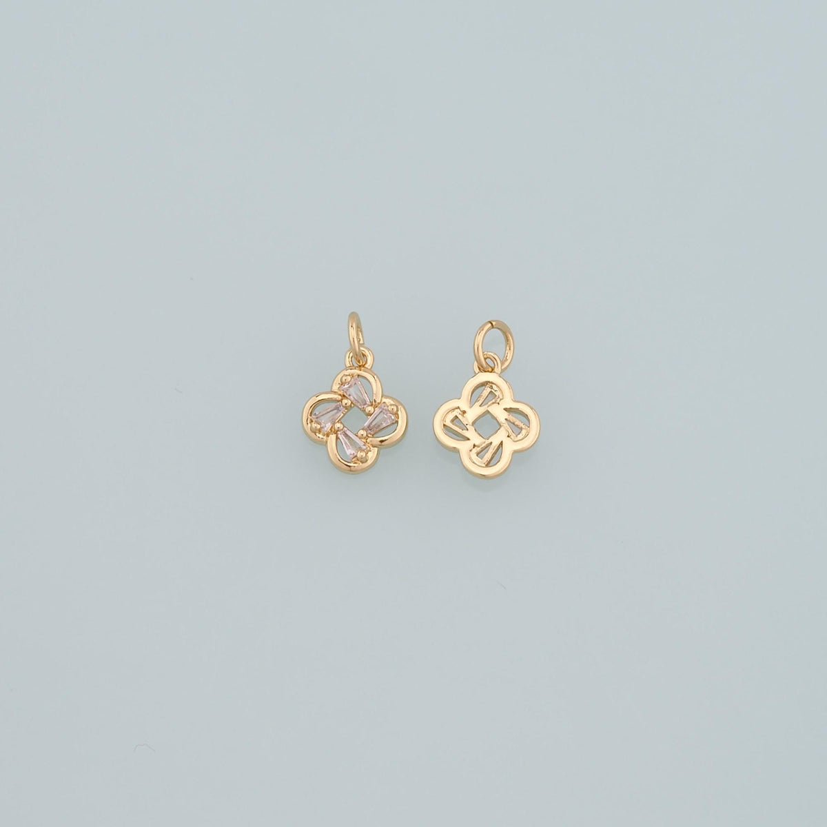 18K Gold Filled Flower CZ Charm Pendant for Jewelry Making