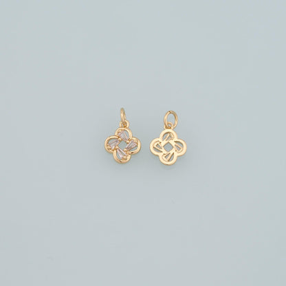 18K Gold Filled Flower CZ Charm Pendant for Jewelry Making