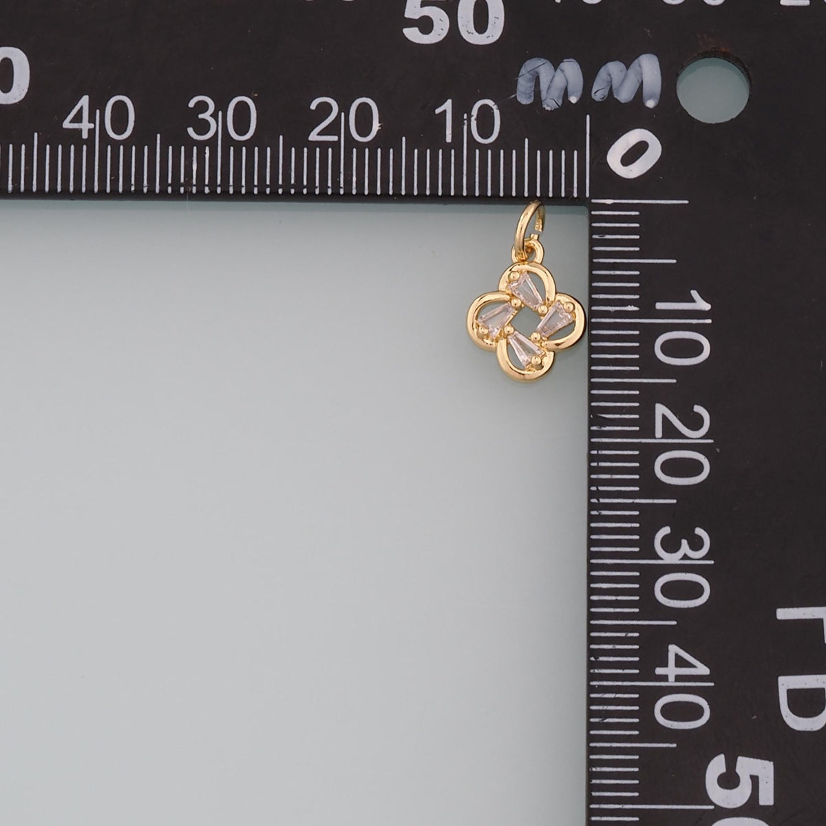 18K Gold Filled Flower CZ Charm Pendant for Jewelry Making