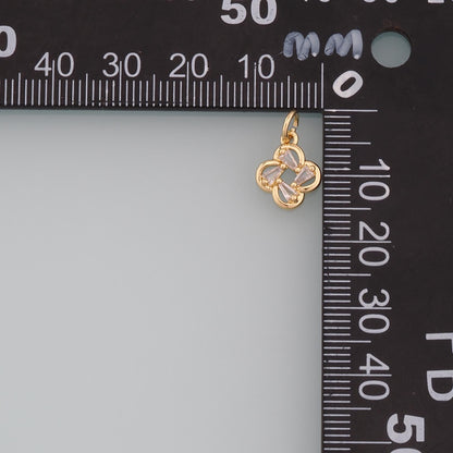 18K Gold Filled Flower CZ Charm Pendant for Jewelry Making