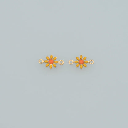 18K Gold Filled Enamel Flower Connector for Jewelry Making