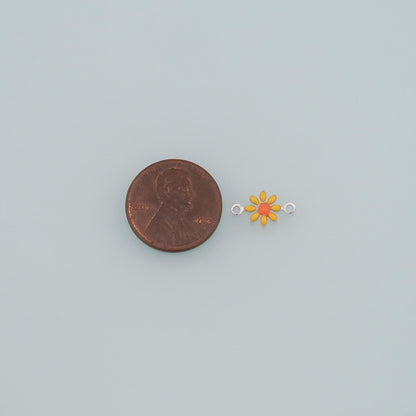 18K Gold Filled Enamel Flower Connector for Jewelry Making
