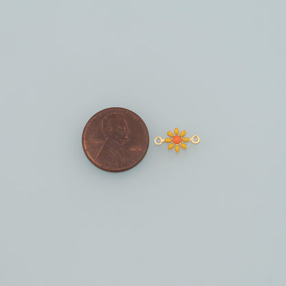 18K Gold Filled Enamel Flower Connector for Jewelry Making