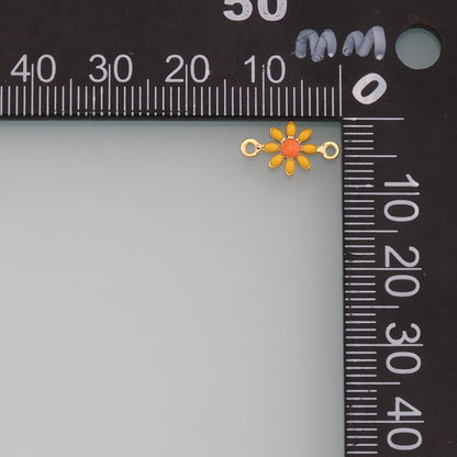 18K Gold Filled Enamel Flower Connector for Jewelry Making