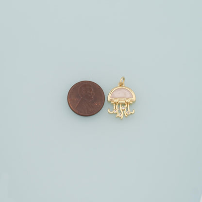 Gold Jellyfish Charms,18K Gold Filled Jellyfish Pendant,Enamel Ocean Charm Bracelet Necklace for DIY Jewelry Making Supply
