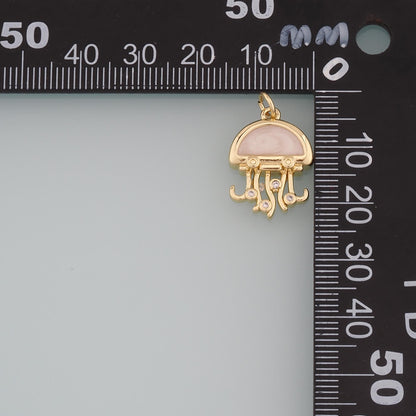 Gold Jellyfish Charms,18K Gold Filled Jellyfish Pendant,Enamel Ocean Charm Bracelet Necklace for DIY Jewelry Making Supply