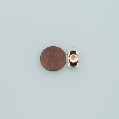 Gold Camera Charms,18K Gold Filled Camera Pendant,Enamel Camera Charm Bracelet Necklace for DIY Jewelry Making Supply