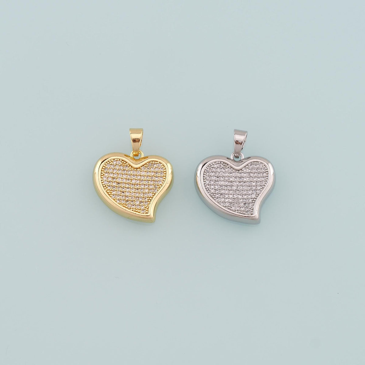 18K Gold Filled Heart CZ Charm Pendant for Jewelry Making